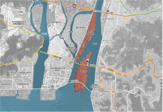 부산 낙동강하구 공원 위치도 [부산시 제공]